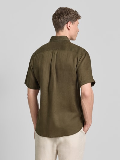 Fynch-Hatton Regular Fit Leinenhemd mit Button-Down-Kragen Oliv 5