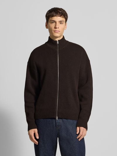 ONLY & SONS Regular Fit Strickjacke aus Baumwoll-Mix Modell 'BLAKE' Dunkelbraun 4