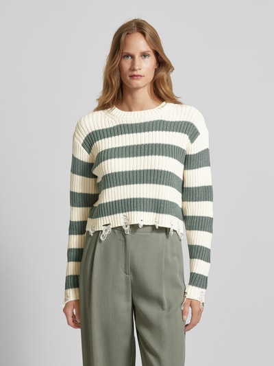 Vero Moda Pullover met lange mouwen en ronde hals, model 'MERCER' Rietgroen - 4