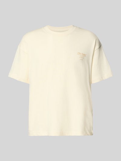 Produktfoto, T-Shirt mit Rundhalsausschnitt von Jack & Jones in Creme, Reine Baumwolle, Regular-Fit, Print, Rückenlänge 70 cm bei Größe M