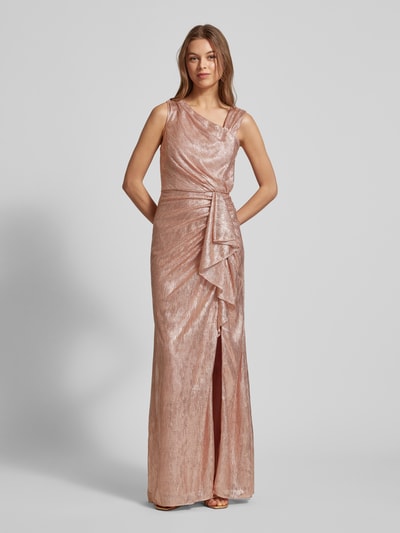 Adrianna Papell Abendkleid mit asymmetrischem V-Ausschnitt Rose Gold 4