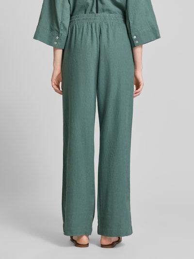 FREE/QUENT Wide Leg Pants aus Leinen-Mix mit elastischem Bund Modell 'Lava' Gruen 5