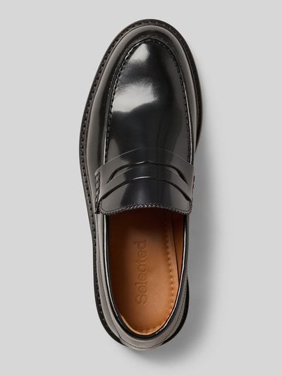 Produktfoto, Loafer aus echtem Rindsleder Modell 'CARTER LEATHER' von SELECTED HOME, Optik: Unifarben, Lederoptik, rund, Blockabsatz, Schlupf/offen, strukturierte Sohle, Glattleder