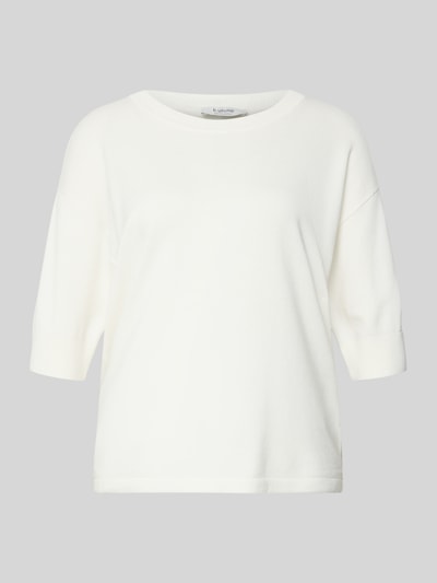 Produktfoto, weißes Regular Fit T-Shirt aus Viskose-Mix Modell 'Morla' von B.Young, Damen T-Shirt, Rundhalsausschnitt, 7/8-Arm, glatte Textur