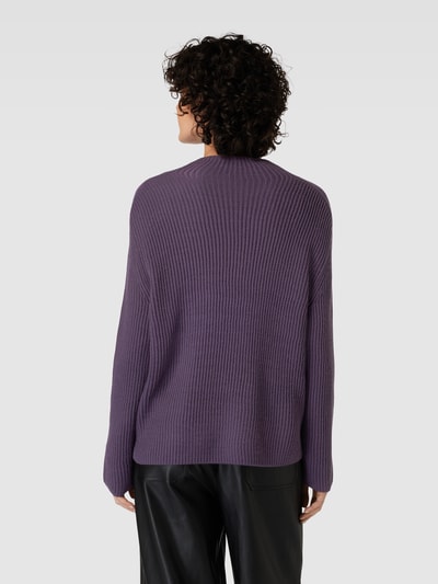 comma Casual Identity Sweter w jednolitym kolorze z efektem prążkowania Jasnośliwkowy 5
