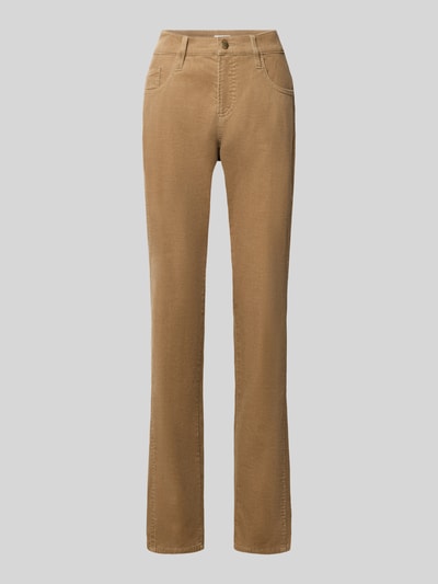 Produktfoto, beigefarbene Tapered Fit Cordhose aus Baumwoll-Mix Modell 'MILEY' von Brax, Damen Cordhose, glatte Textur