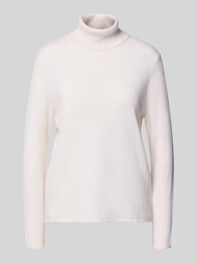 Produktfoto, Rollkragenpullover aus Kaschmir mit Rollsaum von Hemisphere in Creme, feine Struktur, Regular Fit, schlichte Optik, Damenmode