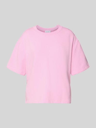 Produktfoto, Oversized Sweatshirt mit 1/2-Arm von Rich & Royal in zartem Rosa, Damen Sweatshirt aus Bio-Baumwoll-Mix mit Stretch-Anteil, strukturierte glatte Oberfläche, Rundhalsausschnitt und überschnittene Schultern.