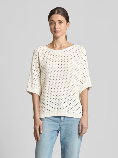 ZABAIONE Gebreide pullover met ajourpatroon, model 'Ho44liday' Offwhite - 4