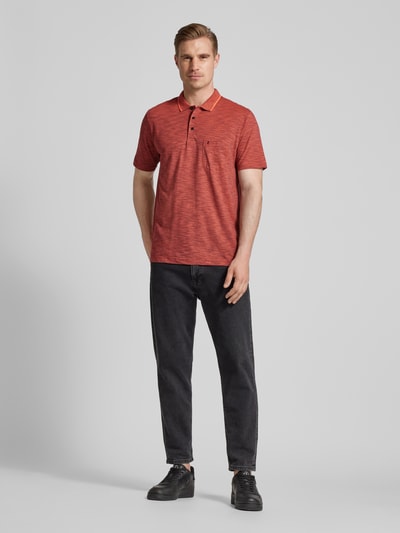 RAGMAN Poloshirt met streepmotief en borstzak Rood - 1