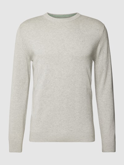 Tom Tailor Gebreide pullover met labelstitching Lichtgrijs - 2