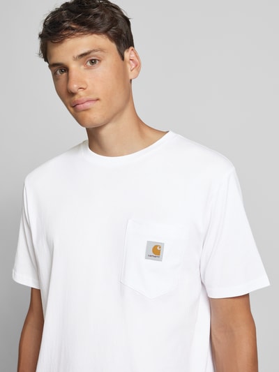 Carhartt Work In Progress T-shirt met labelpatch, model 'POCKET' Wit - 3