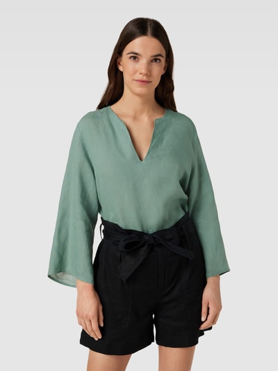 Drykorn Linnen blouse met V-hals, model 'ALENIA' Rietgroen - 4