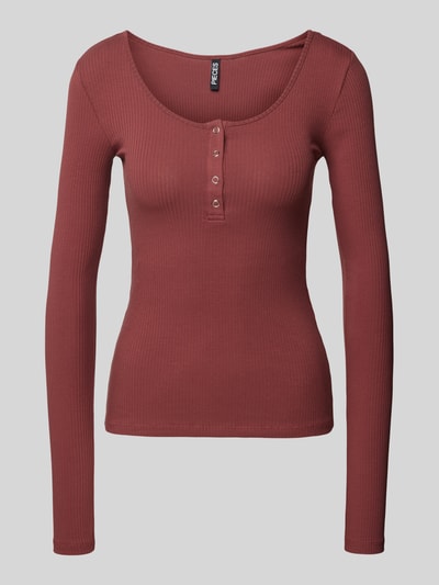 Pieces T-shirt met lange mouwen en boothals Bordeaux - 2