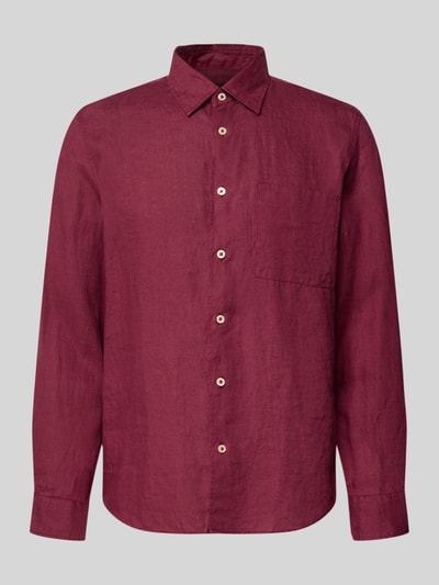 Marc O'Polo Regular Fit Freizeithemd aus reinem Leinen Dunkelrot 2