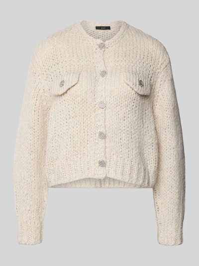 Oui Strickjacke mit Rundhalsausschnitt und Knopfleiste Beige Melange 2