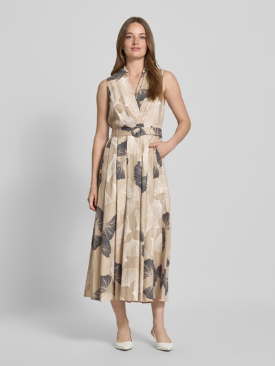 Stefanel Linnen jurk met tailleriem Beige - 4