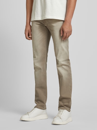 Pierre Cardin Regular Fit Hose im Used-Look Modell 'Lyon' Khaki 4