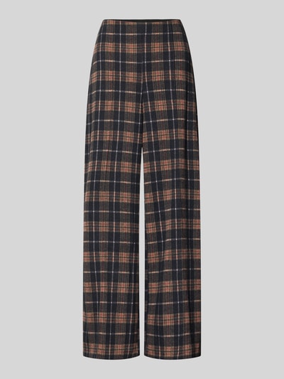 Produktfoto, Wide Fit Stoffhose mit Viskose-Anteil Modell 'Kate' von ICHI, kariert, elastischer Material-Mix, Bügelfalten, glatte Textur