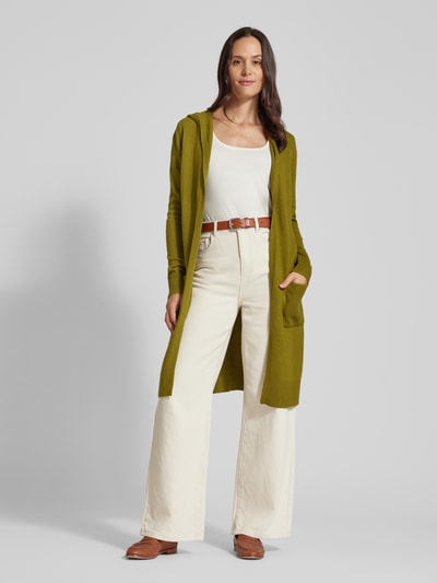 s.Oliver RED LABEL Regular Fit Long-Cardigan aus Woll-Mix mit Kapuze Khaki 1