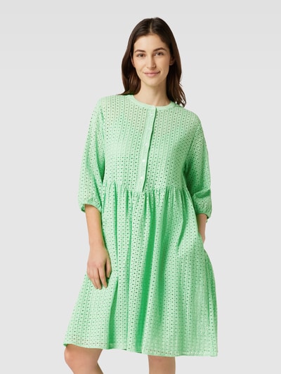 Soft Rebels Knielange jurk met broderie anglaise, model 'Brinley' Neon groen - 4