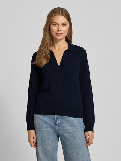 Gant Strickpullover aus Wolle mit Umlegekragen und V-Ausschnitt Marine 4