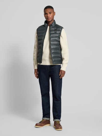 Blauer Usa Steppweste mit Stehkragen und Zweiwege-Reißverschluss Graphit 1