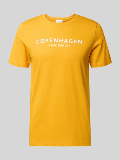 Lindbergh T-shirt met labelprint, model 'Copenhagen' Terracotta - 2