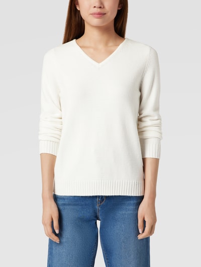 Vila Gebreide pullover met V-hals, model 'Viril' Offwhite - 4