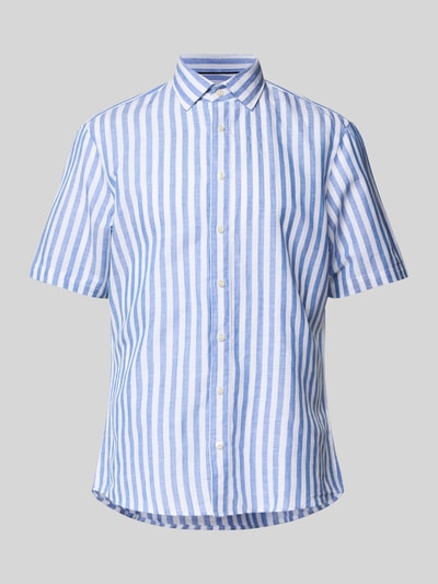 Jake*s Casual Fit Freizeithemd aus Leinen-Baumwoll-Mix Royal 2