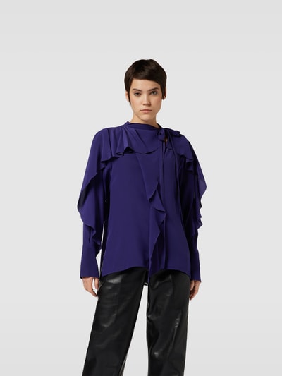 Victoria Beckham Seidenbluse mit Volants Violett 4