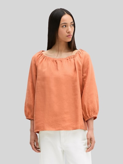 Marc O'Polo Regular Fit Bluse aus reinem Leinen mit Carmen-Ausschnitt Orange 4