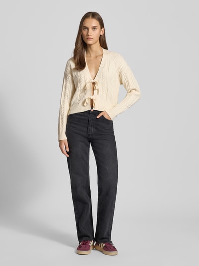 Only Regular Fit Strickjacke aus Viskose-Mix Modell 'FIA' Offwhite 1