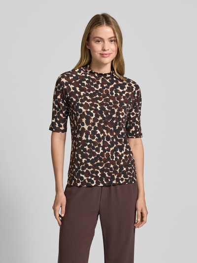 Betty Barclay T-shirt met opstaande kraag en 1/2-mouwen Donkerbruin - 4