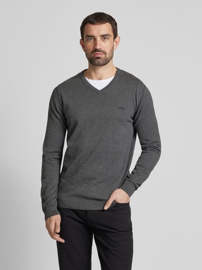 s.Oliver RED LABEL Strickpullover mit V-Ausschnitt Anthrazit 4
