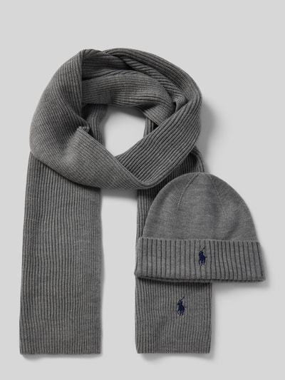 Polo Ralph Lauren Sjaal en muts van wol in een set Middengrijs - 1