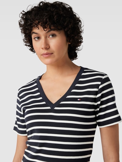 Tommy Hilfiger T-shirt met V-hals Marineblauw - 3