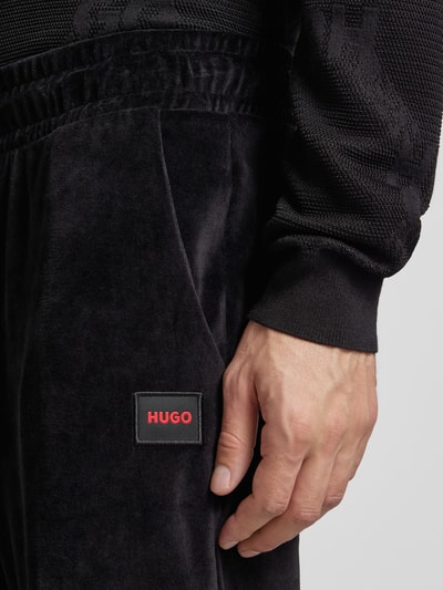 HUGO Tapered fit sweatbroek met tunnelkoord Zwart - 3