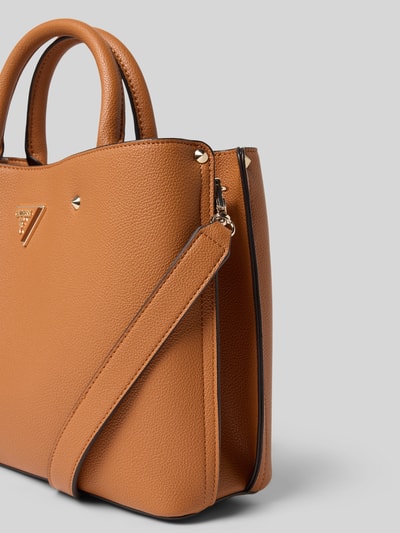 Guess Handtasche mit Label-Detail Modell 'MERIDIAN' Cognac 3