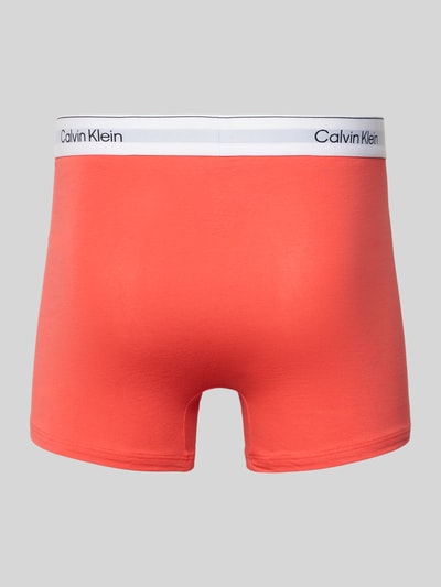 Produktfoto, Trunks aus Baumwoll-Mix im 3er-Pack von Calvin Klein Underwear, rote Farbe, eng anliegende Passform, elastischer Logo-Bund.