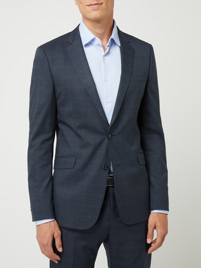 Strellson Slim fit 2-knoops colbert met glencheck-motief, model 'Allen' Marineblauw - 4