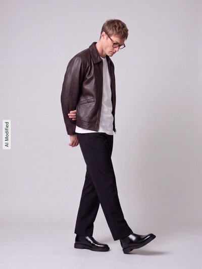 Selected Lederjacke aus Lammnappa mit Umlegekragen Dunkelbraun 1