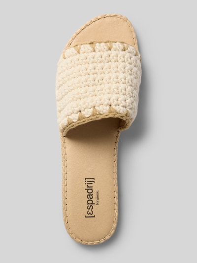Produktfoto, Sandalette mit flacher Gummisohle Modell 'PLAGE CROCHET' von Espadrij, beige Schlupfform, abgerundete Spitze, Absatzhöhe 2 cm, Damen
