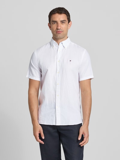 Tommy Hilfiger Regular Fit Freizeithemd aus Baumwoll-Leinen-Mix Weiss 4