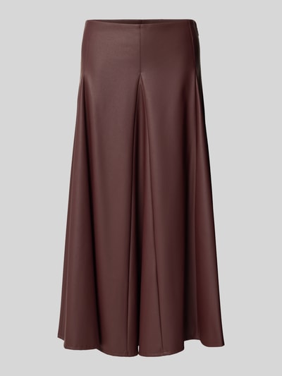 MM Spódnica rozkloszowana z imitacji skóry model ‘NOCERA’ Oberżynowy 2