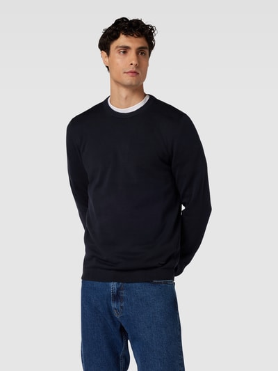 JOOP! Collection Gebreide pullover met ronde hals, model 'Luxos' Marineblauw - 4