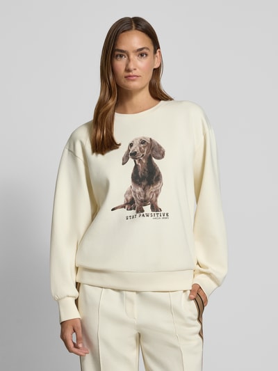 Marc Cain Sweatshirt met ribboorden Ecru - 4