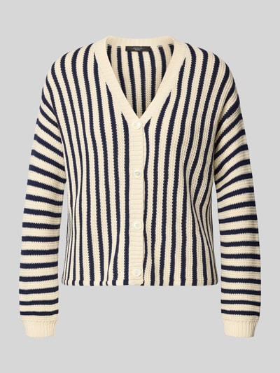 Produktfoto, Regular Fit Strickjacke aus reiner Baumwolle Modell 'NICCHIA' van Weekend Max Mara, all-over motief, knitwear, blauwe en beige strepen