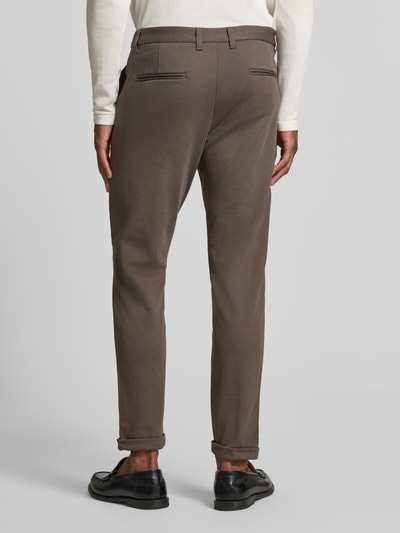 Lindbergh Slim fit stoffen broek met omgeslagen broekspijpen Chocoladebruin - 5