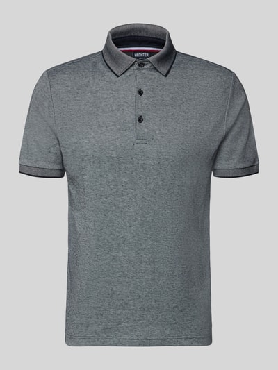 Produktfoto, Slim Fit Poloshirt mit Label-Detail von HECHTER PARIS in Grau, Baumwollmischung, Polokragen, elastische Abschlüsse, schlichte Optik